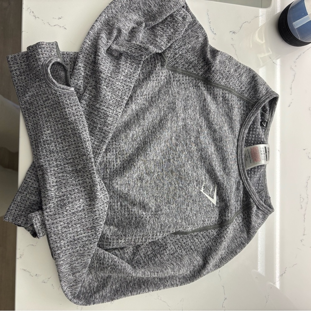 Gymshark Grey Crop Skin Tight Shirt